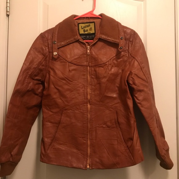 Leather Bug vintage medium brown jacket - Picture 1 of 3